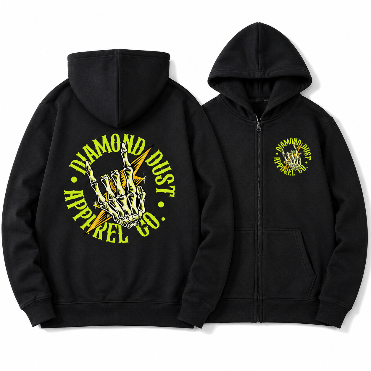 Sweat Shirt Zip Metal Hand Green