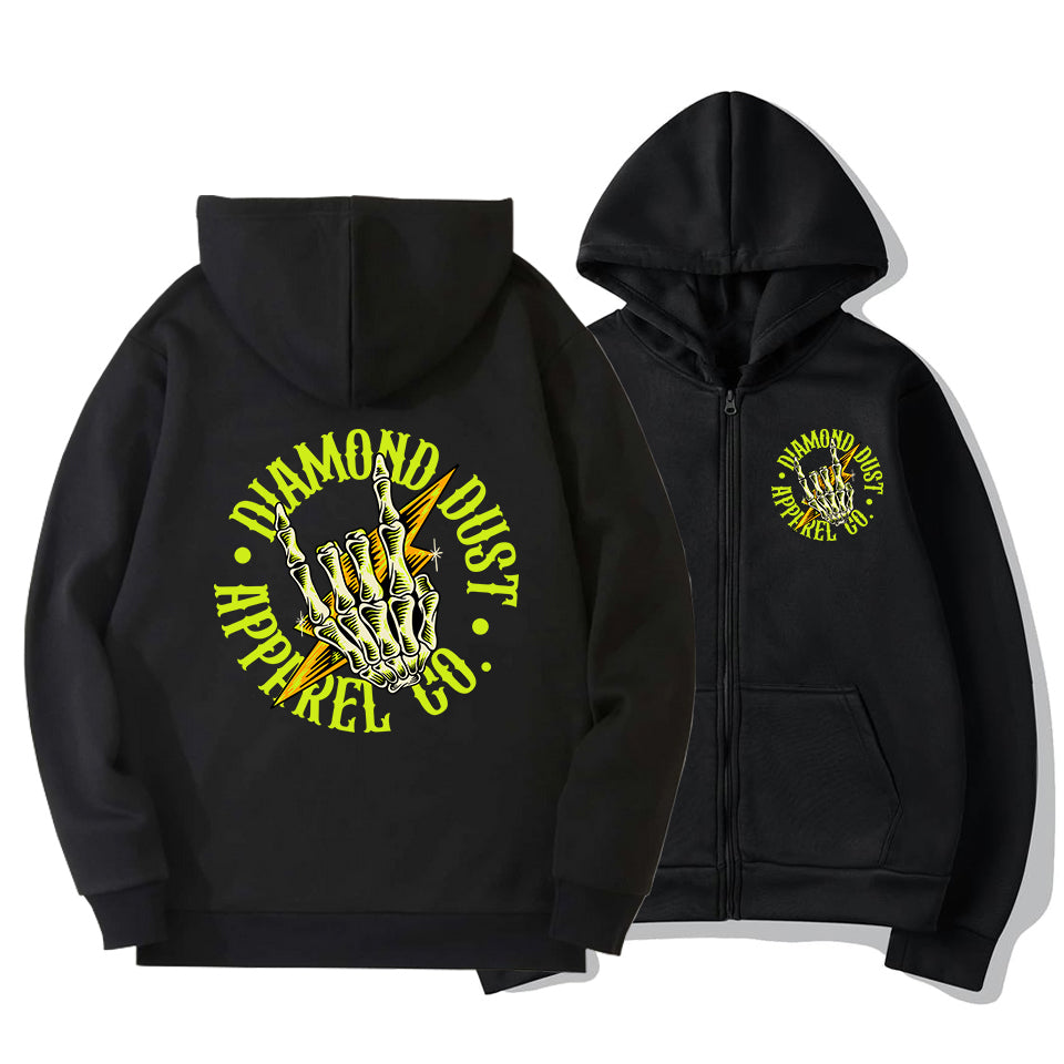 Sweat Shirt Zip Metal Hand Green