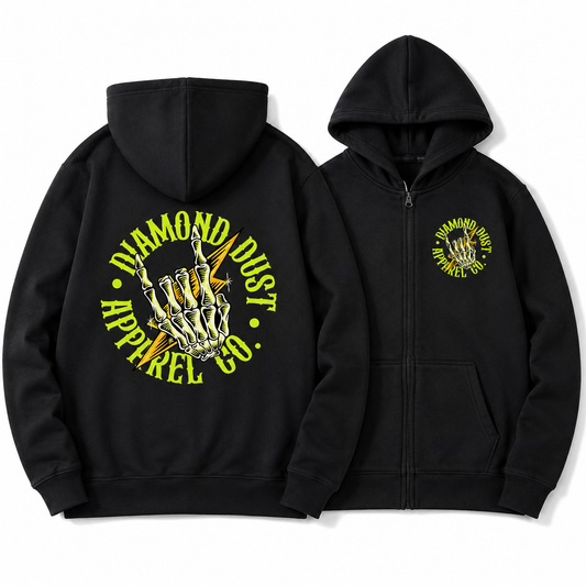 Sweat Shirt Zip Metal Hand Green