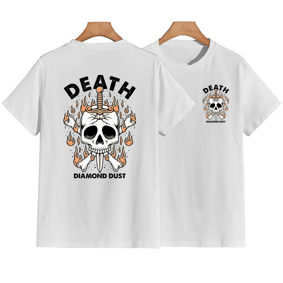 T-Shirt Homme Flame Skull Blanc