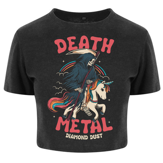 Crop Top Femme Death Métal Heather Black