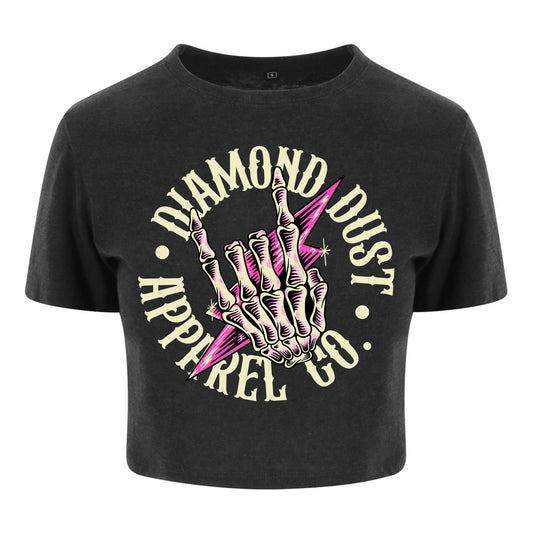 Crop Top Femme Metal Hand Heather Black