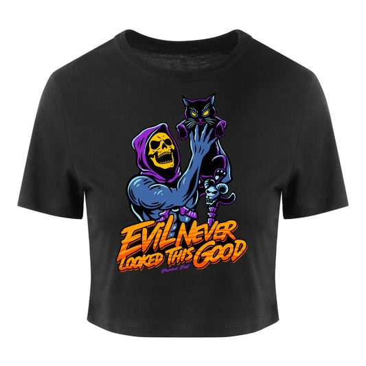 Crop Top Femme Evil Never Looked This Good Heather Black